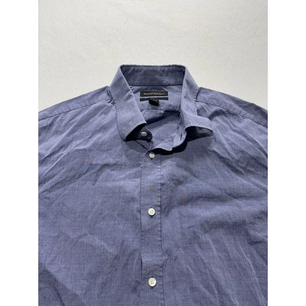 Banana Republic Dress Shirt Mens XL Blue Striped Long Sleeve Button Up Slim